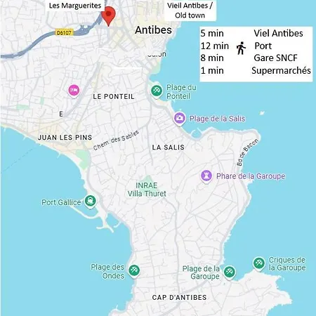 Apartman Centre, 3 Chambres, 2 Salles De Bain, Clim, Terrasse, Wifi Antibes